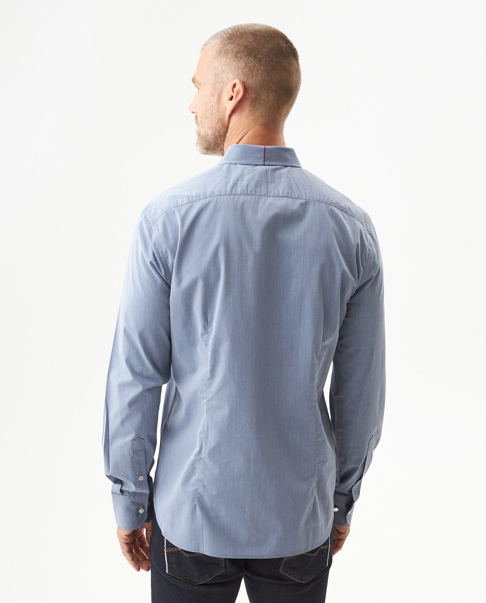 Men's Long Sleeve Dobby Shirt - Blue 619G004 - 5