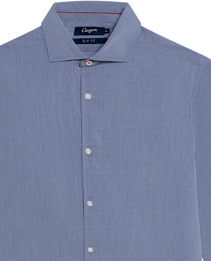 Men's Long Sleeve Dobby Shirt - Blue - 7