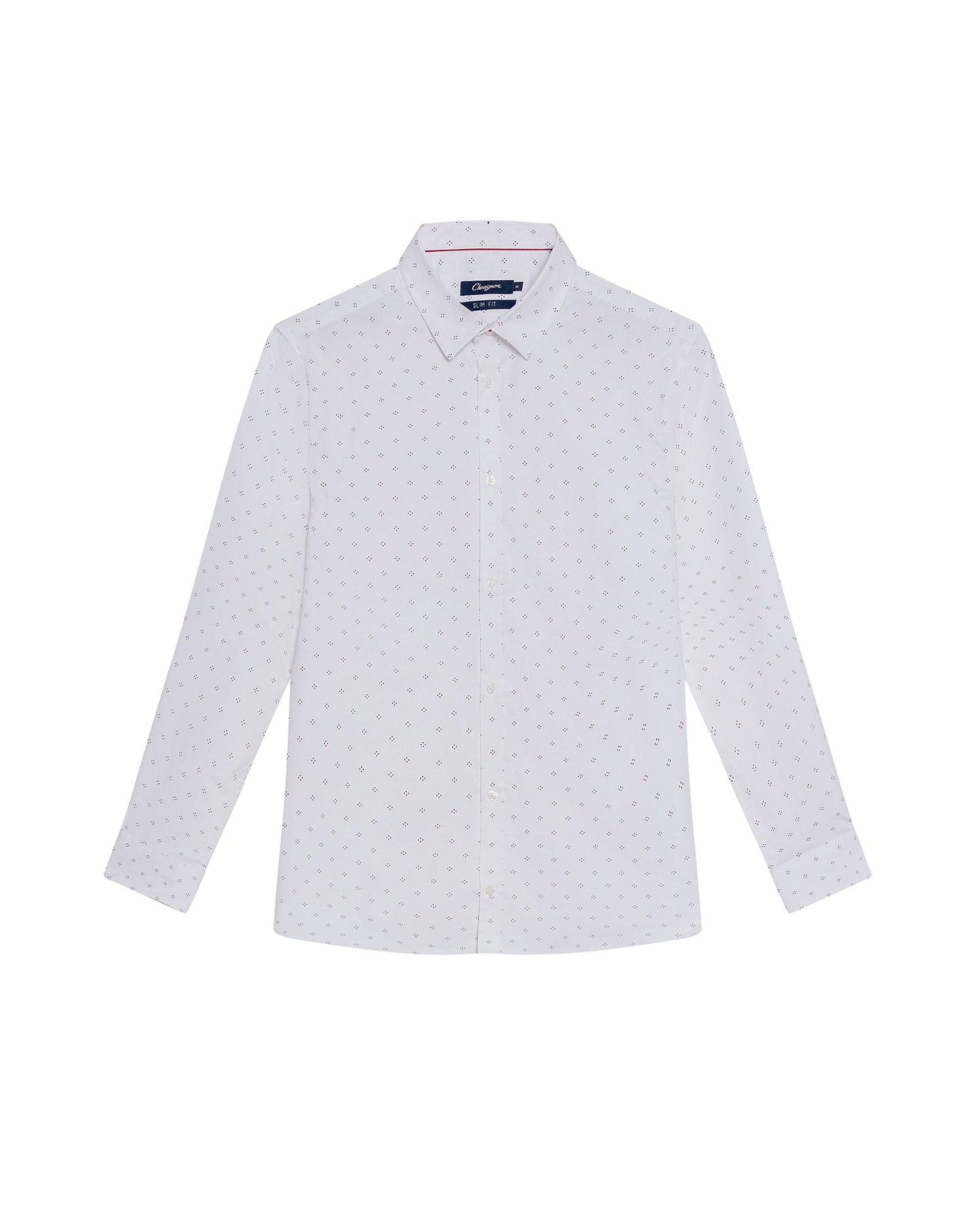 Men's Long Sleeve Mini Print Shirt - White - 1