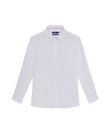 Men's Long Sleeve Mini Print Shirt - White - 1
