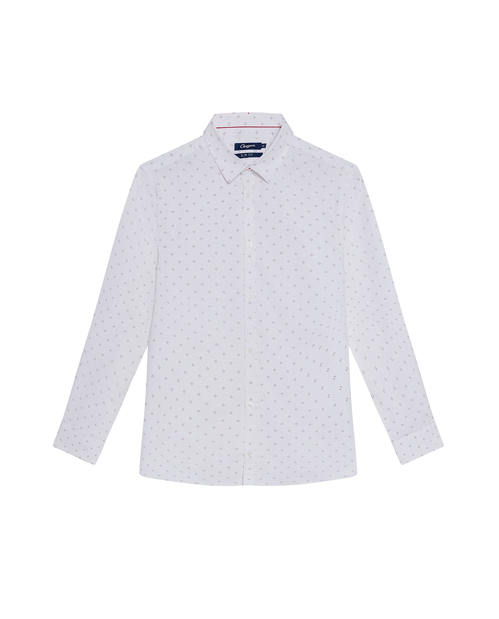 Men's Long Sleeve Mini Print Shirt - White 619G005 - 2