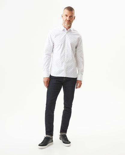 Men's Long Sleeve Mini Print Shirt - White - 3