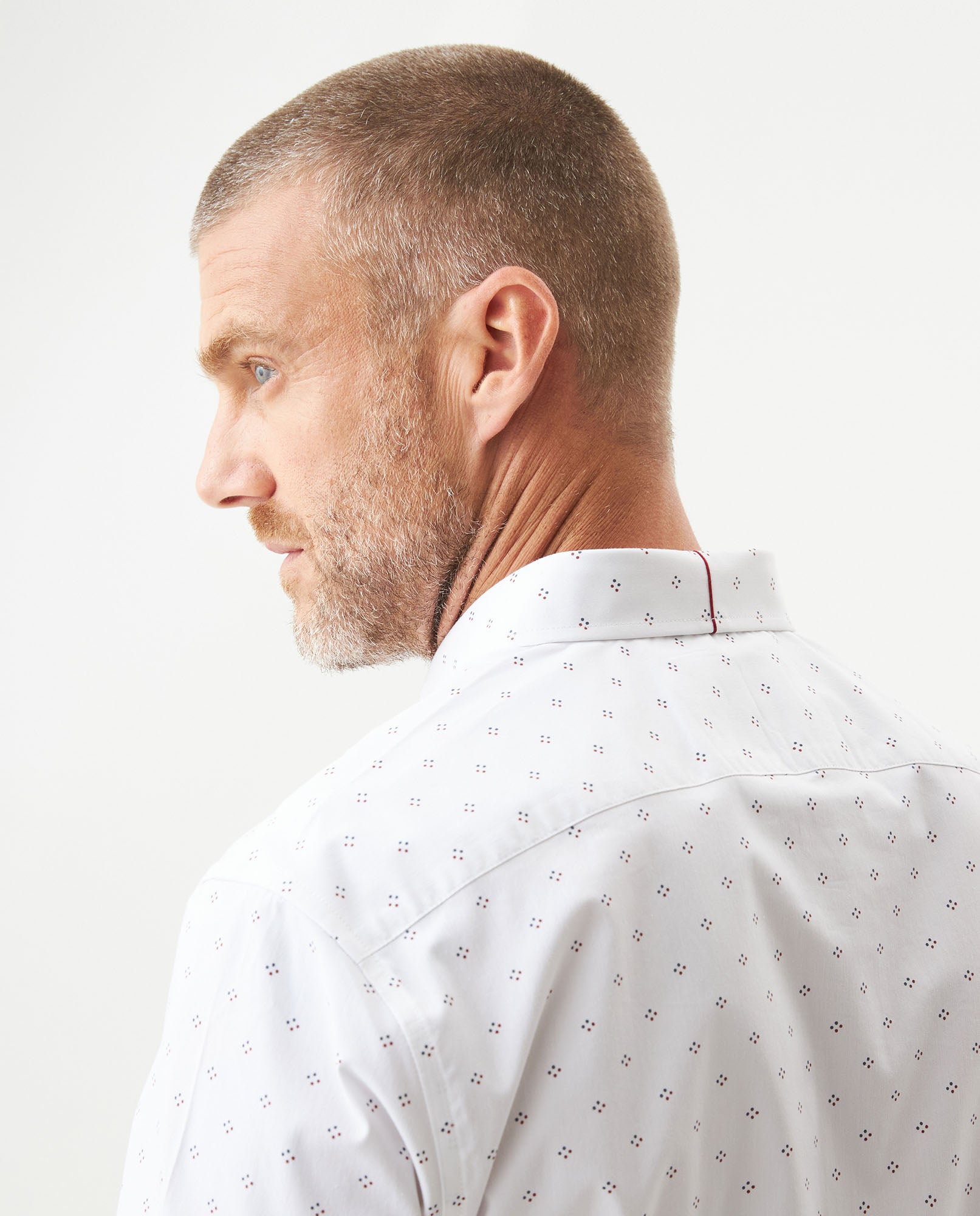 Men's Long Sleeve Mini Print Shirt - White 619G005 - 6