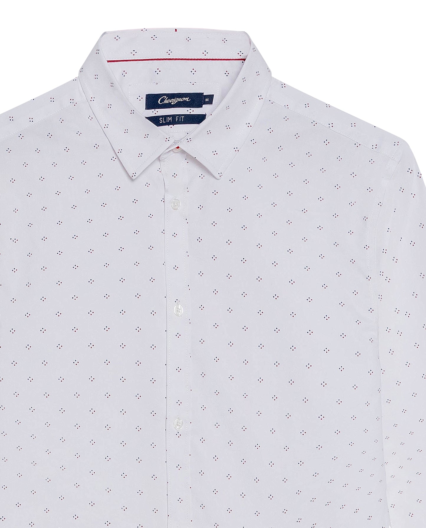 Men's Long Sleeve Mini Print Shirt - White - 7