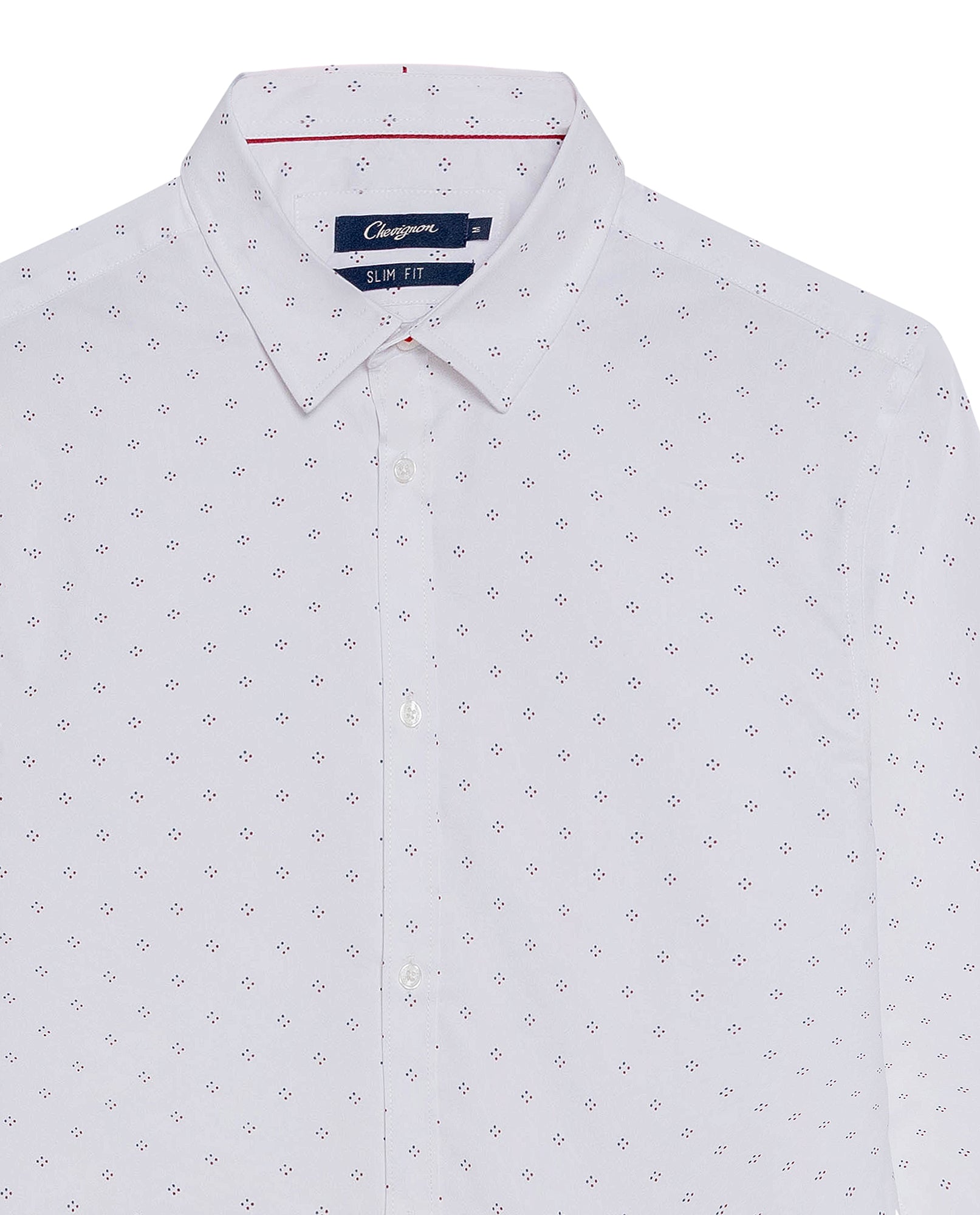 Men's Long Sleeve Mini Print Shirt - White - 7