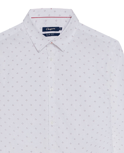 Men's Long Sleeve Mini Print Shirt - White - 7