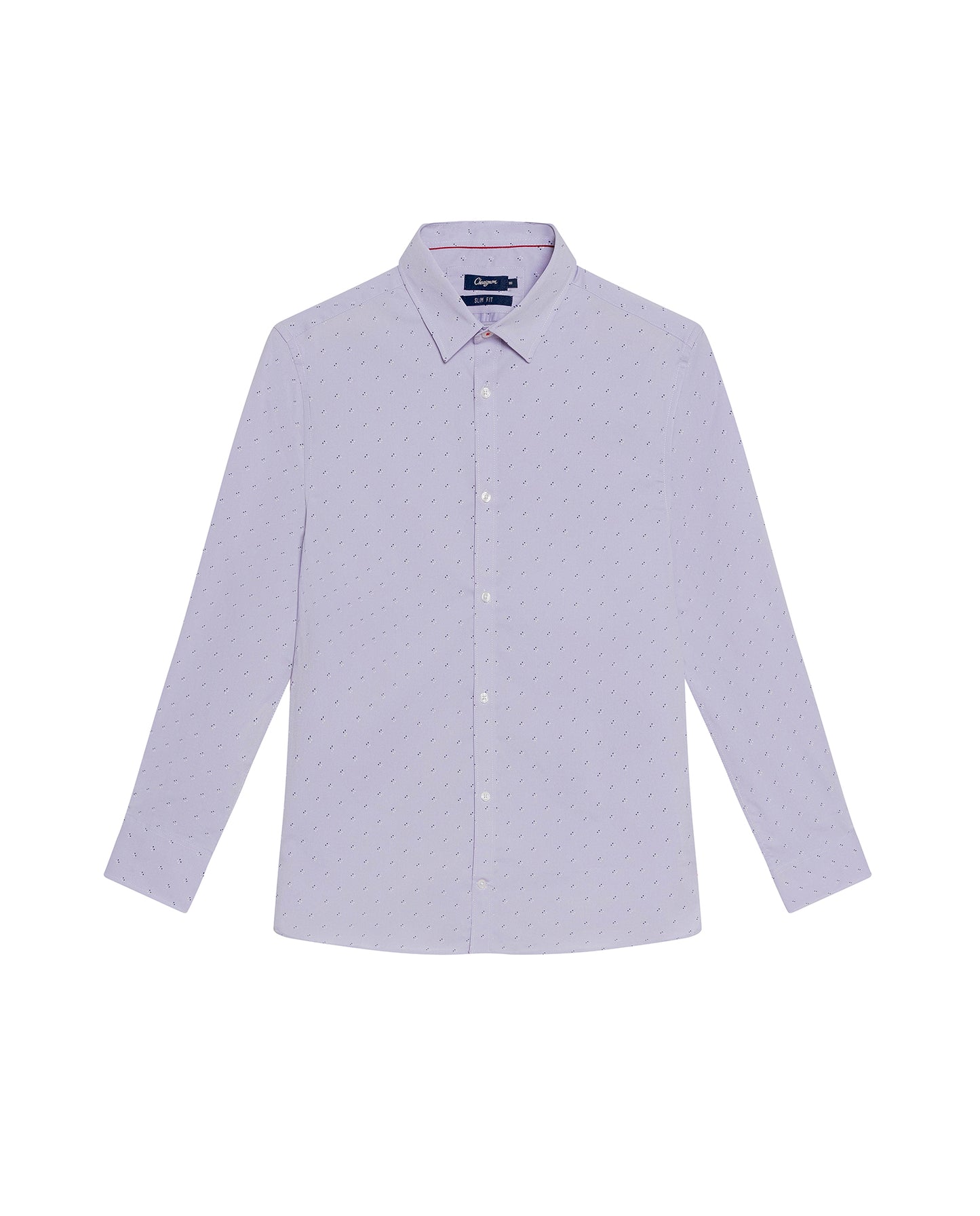 Men's Long Sleeve Mini Print Shirt - Purple - 1