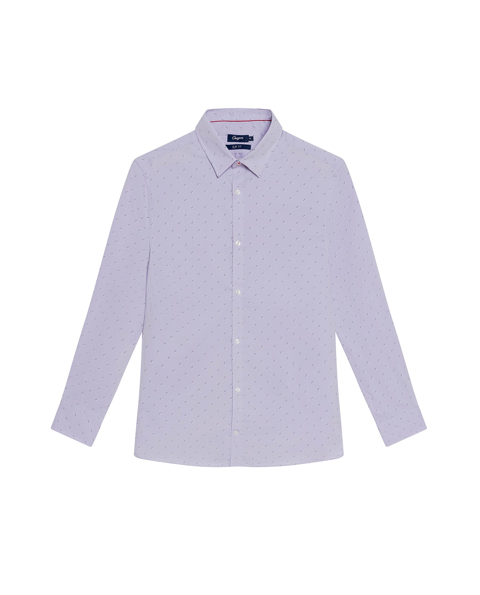 Men's Long Sleeve Mini Print Shirt - Purple - 1