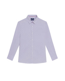 Men's Long Sleeve Mini Print Shirt - Purple - 1
