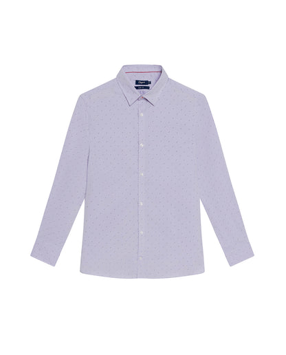 Men's Long Sleeve Mini Print Shirt - Purple - 1