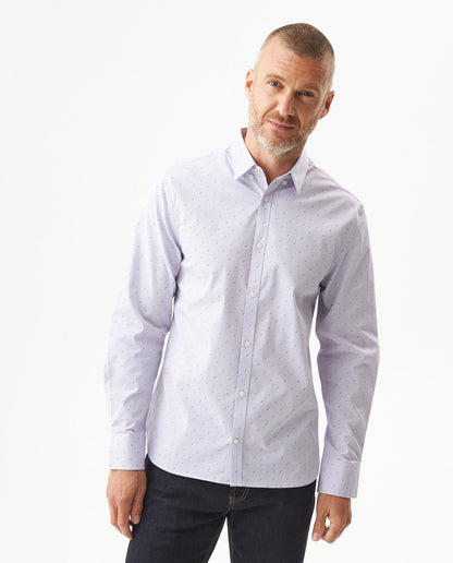 Men's Long Sleeve Mini Print Shirt - Purple - 2