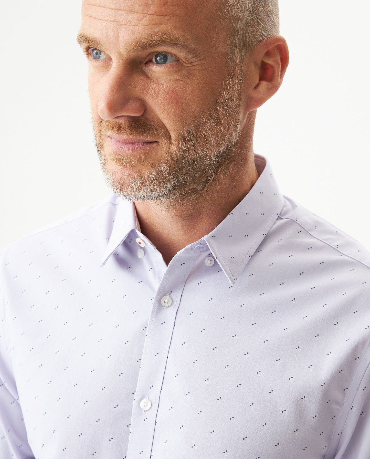 Men's Long Sleeve Mini Print Shirt - Purple - 4