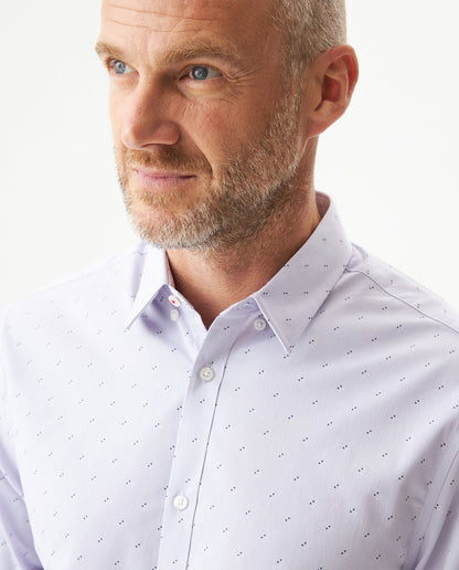 Men's Long Sleeve Mini Print Shirt - Purple - 4