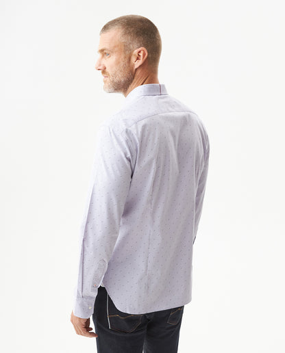 Men's Long Sleeve Mini Print Shirt - Purple - 5