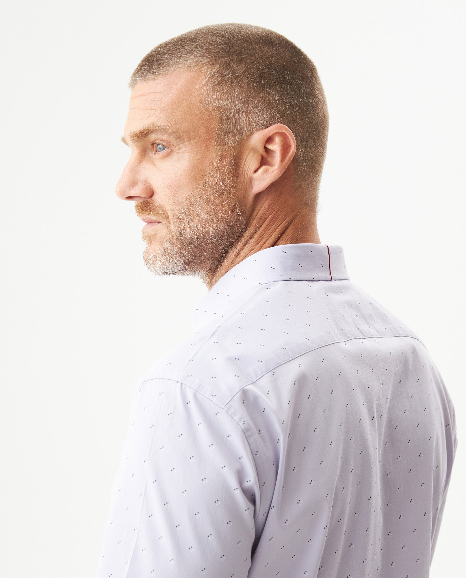 Men's Long Sleeve Mini Print Shirt - Purple - 6