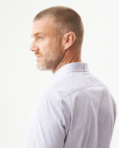 Men's Long Sleeve Mini Print Shirt - Purple - 6