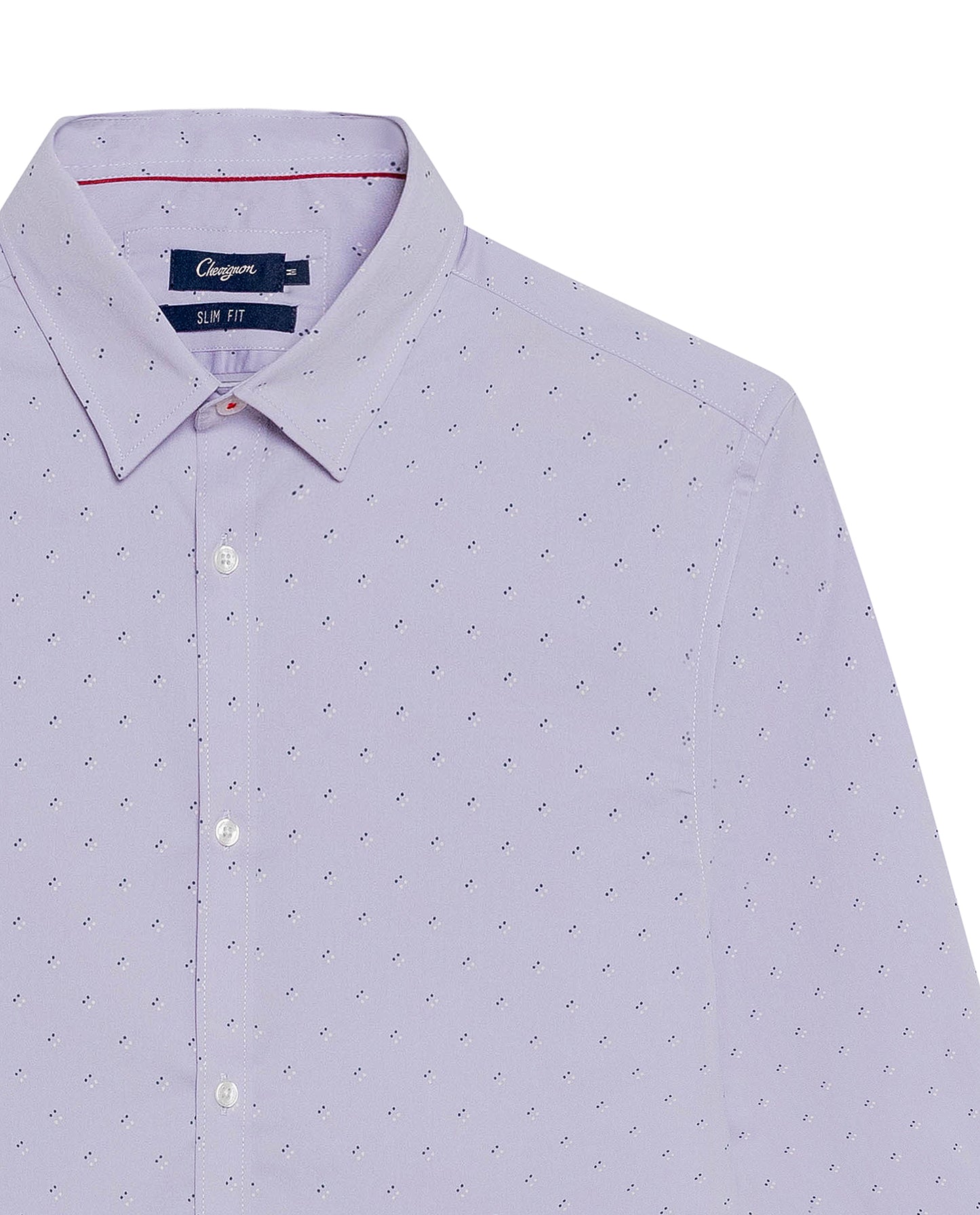 Men's Long Sleeve Mini Print Shirt - Purple - 7