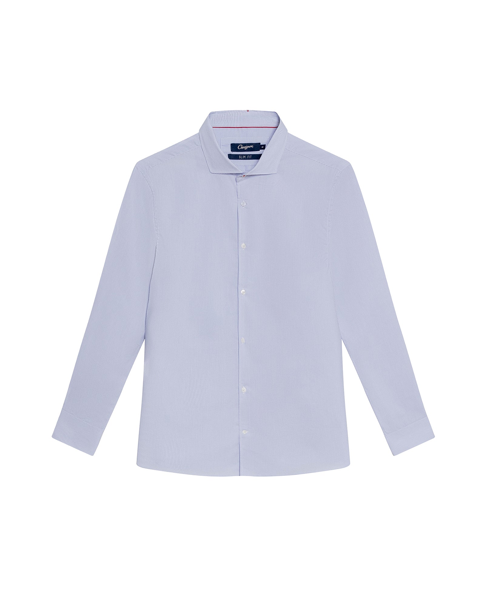 Men's Long Sleeve Slim Fit Yarn-dyed Checkered Fabric Shirt in Cotton-CoolMax Blend, Tidewater - 1