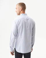 Men's Long Sleeve Slim Fit Yarn-dyed Checkered Fabric Shirt in Cotton-CoolMax Blend, Tidewater - 5