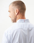 Men's Long Sleeve Slim Fit Yarn-dyed Checkered Fabric Shirt in Cotton-CoolMax Blend, Tidewater - 6