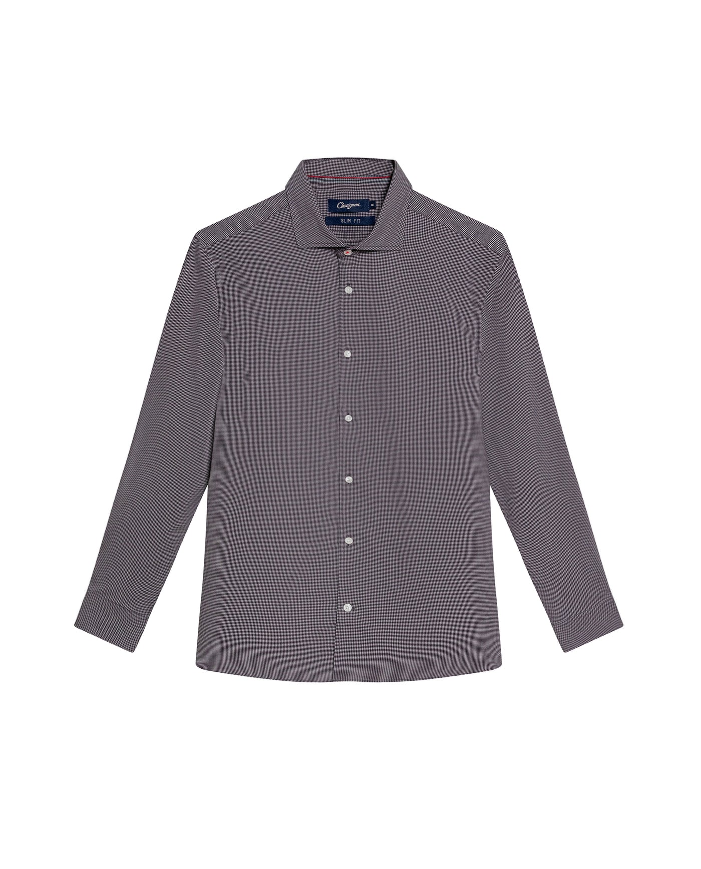 Men's Long Sleeve Slim Fit Yarn-dyed Checkered Fabric Shirt in Cotton-CoolMax Blend, Tidewater - 1