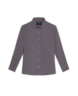Men's Long Sleeve Slim Fit Yarn-dyed Checkered Fabric Shirt in Cotton-CoolMax Blend, Tidewater - 1