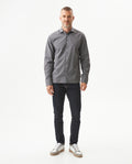 Men's Long Sleeve Slim Fit Yarn-dyed Checkered Fabric Shirt in Cotton-CoolMax Blend, Tidewater - 3
