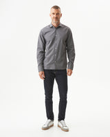 Men's Long Sleeve Slim Fit Yarn-dyed Checkered Fabric Shirt in Cotton-CoolMax Blend, Tidewater - 3