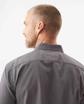 Men's Long Sleeve Slim Fit Yarn-dyed Checkered Fabric Shirt in Cotton-CoolMax Blend, Tidewater - 6