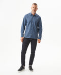 Men's Long Sleeve Slim Fit Yarn-dyed Checkered Fabric Shirt in Cotton-CoolMax Blend, Boatyard 619G007 - 3