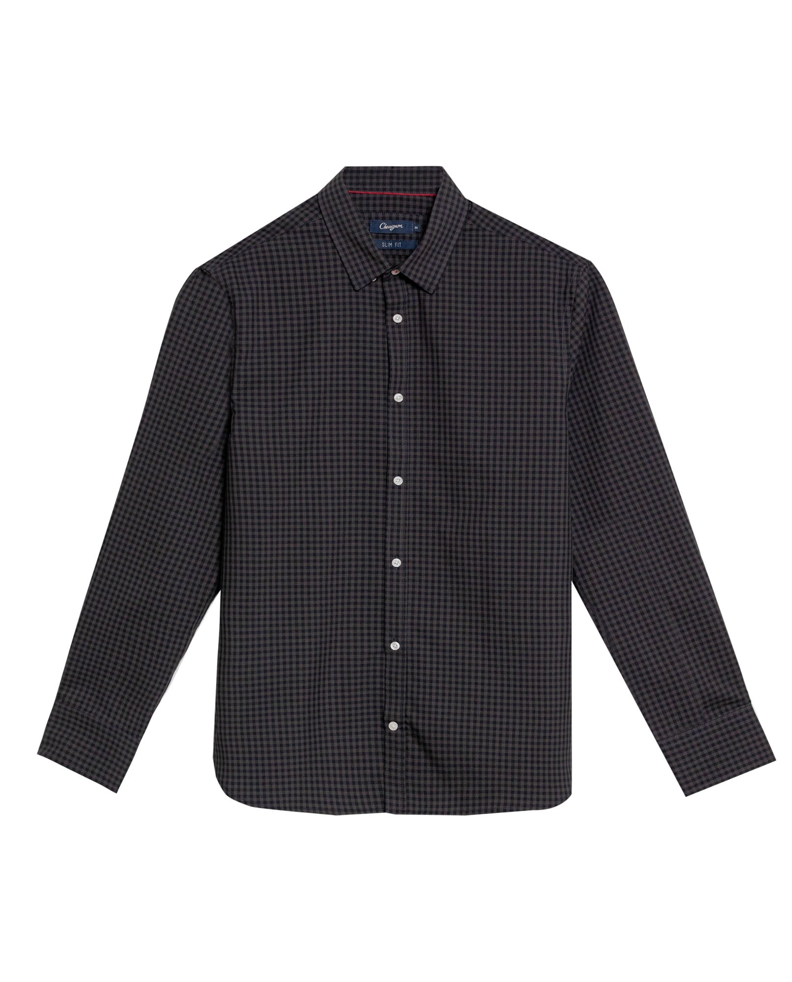 Men's Long Sleeve Slim Fit Yarn-dyed Checkered Fabric Shirt in Cotton-CoolMax Blend, Boatyard 619G007 - 2