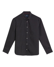 Men's Long Sleeve Plaid Shirt - Black - 1
