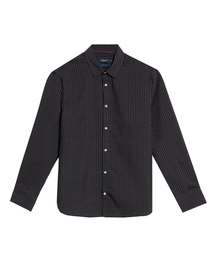 Men's Long Sleeve Plaid Shirt - Black - 1