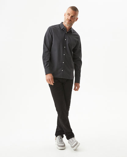 Men's Long Sleeve Plaid Shirt - Black - 3