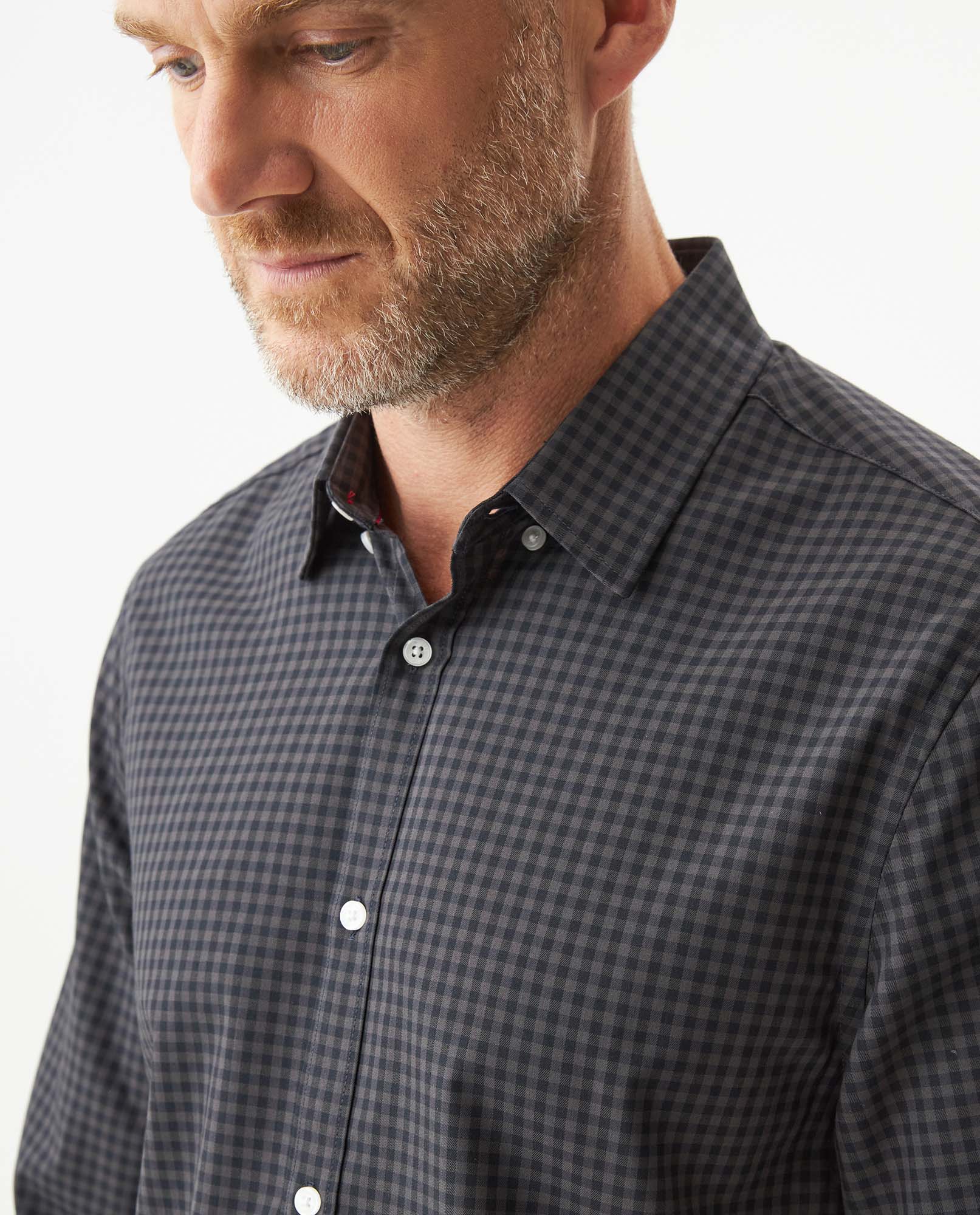 Men's Long Sleeve Slim Fit Yarn-dyed Checkered Fabric Shirt in Cotton-CoolMax Blend, Boatyard 619G007 - 4