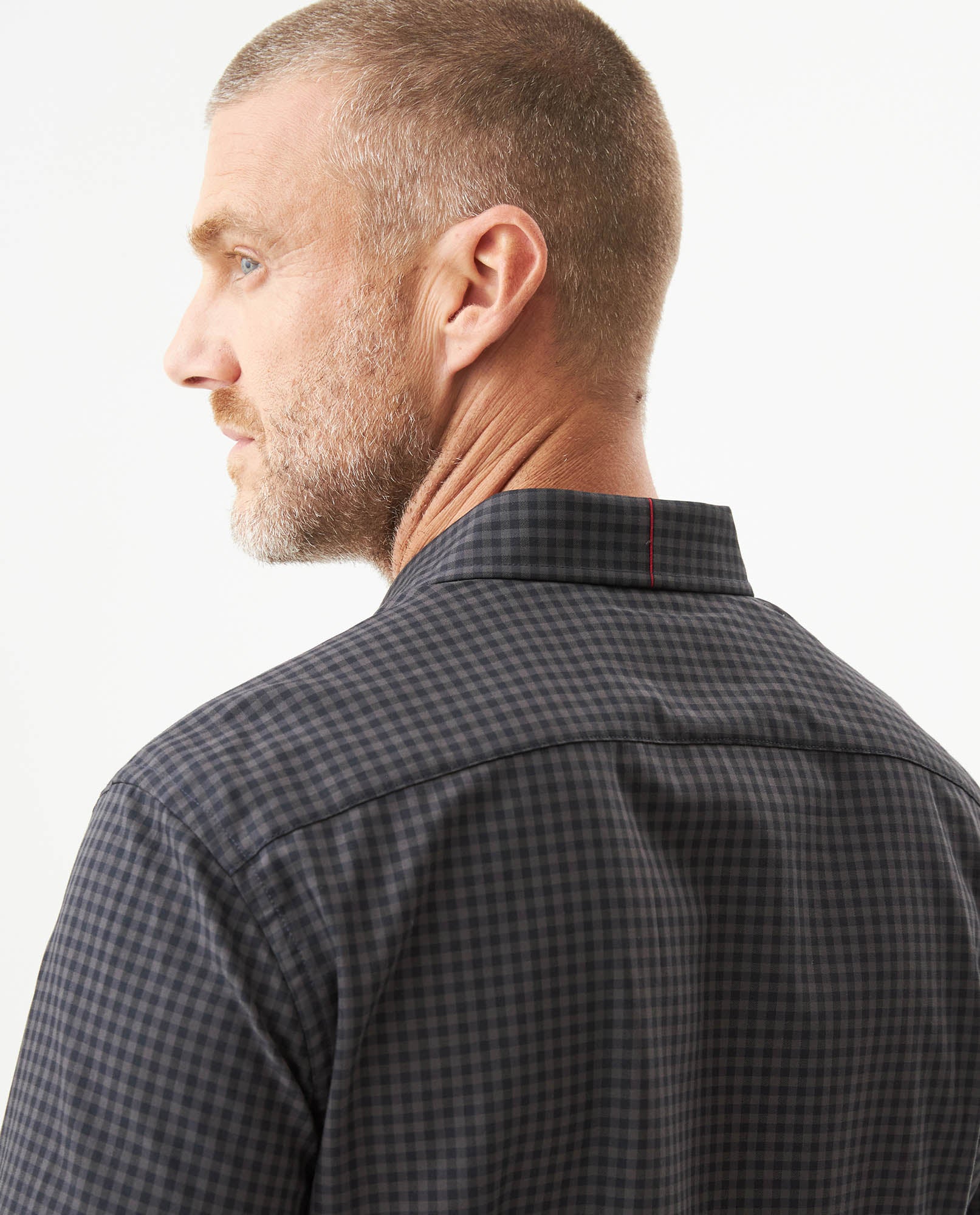 Men's Long Sleeve Slim Fit Yarn-dyed Checkered Fabric Shirt in Cotton-CoolMax Blend, Boatyard 619G007 - 5