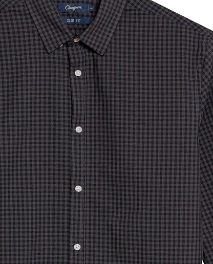 Men's Long Sleeve Plaid Shirt - Black - 6