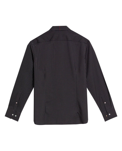 Men's Long Sleeve Plaid Shirt - Black - 7