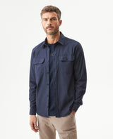 Men's Long Sleeve Flap Pockets Shirt in Cotton, Seaport 619G008 - 1