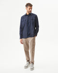 Men's Long Sleeve Flap Pockets Shirt in Cotton, Seaport 619G008 - 2