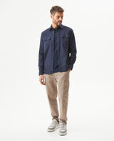 Men's Long Sleeve Flap Pockets Shirt in Cotton, Seaport 619G008 - 2