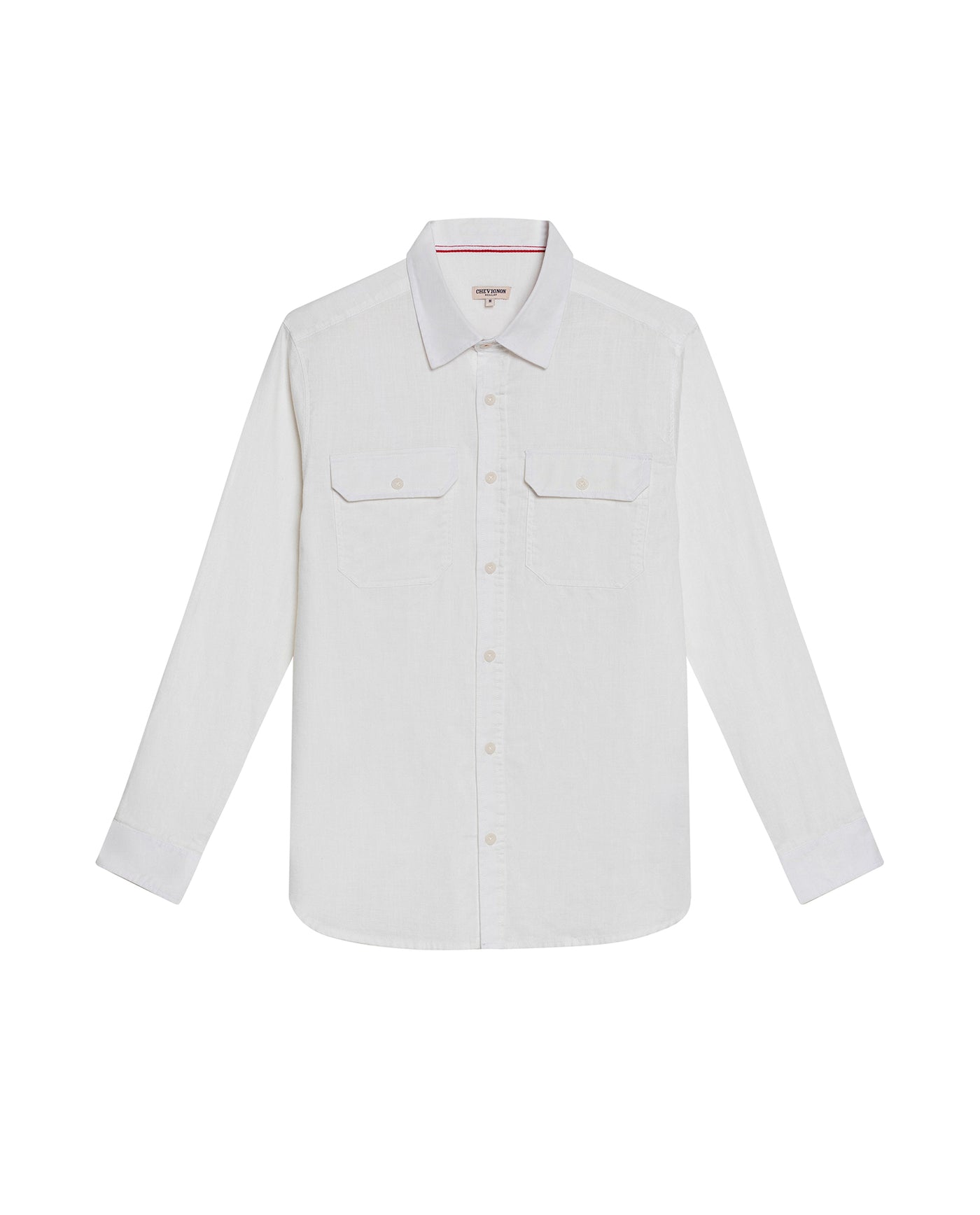 Men's Long Sleeve Flap Pockets Shirt in Cotton, Seaport 619G008 - 2