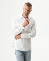 Men's Long Sleeve Flap Pockets Shirt in Cotton, Seaport 619G008 - 1