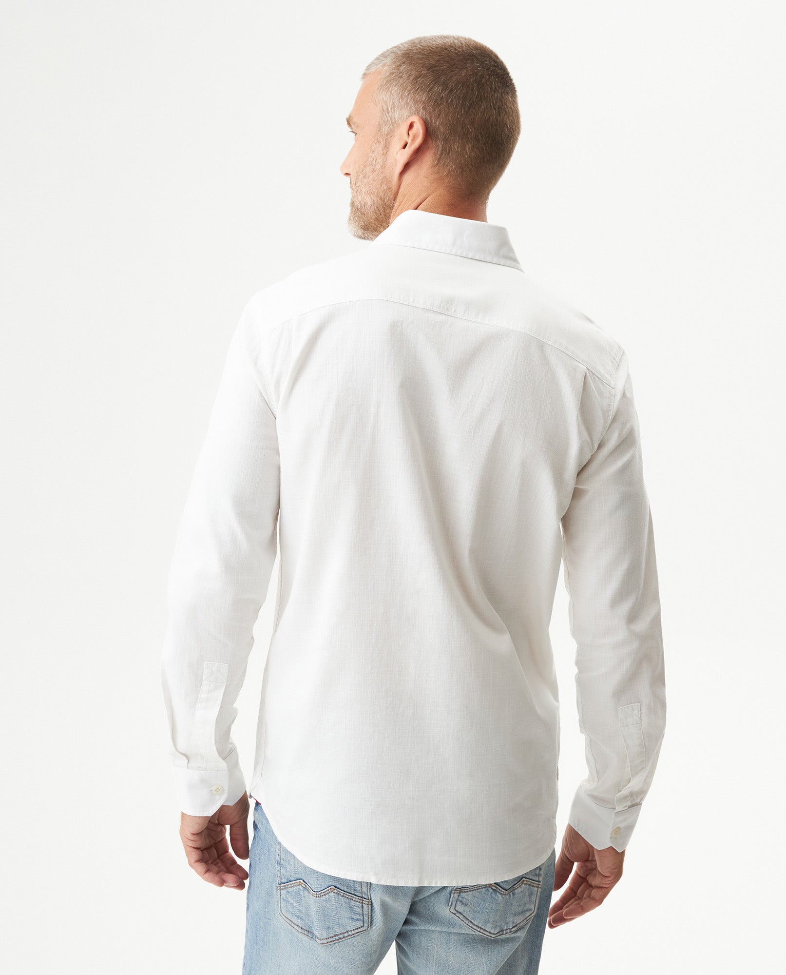 Men's Long Sleeve Flap Pockets Shirt in Cotton, Seaport 619G008 - 5