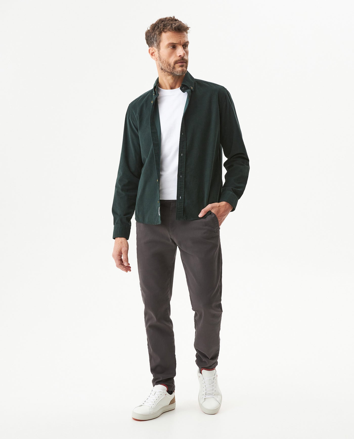 Men's Long Sleeve Relaxed Fit Corduroy Shirt in Cotton, Festive 619G010 - 3