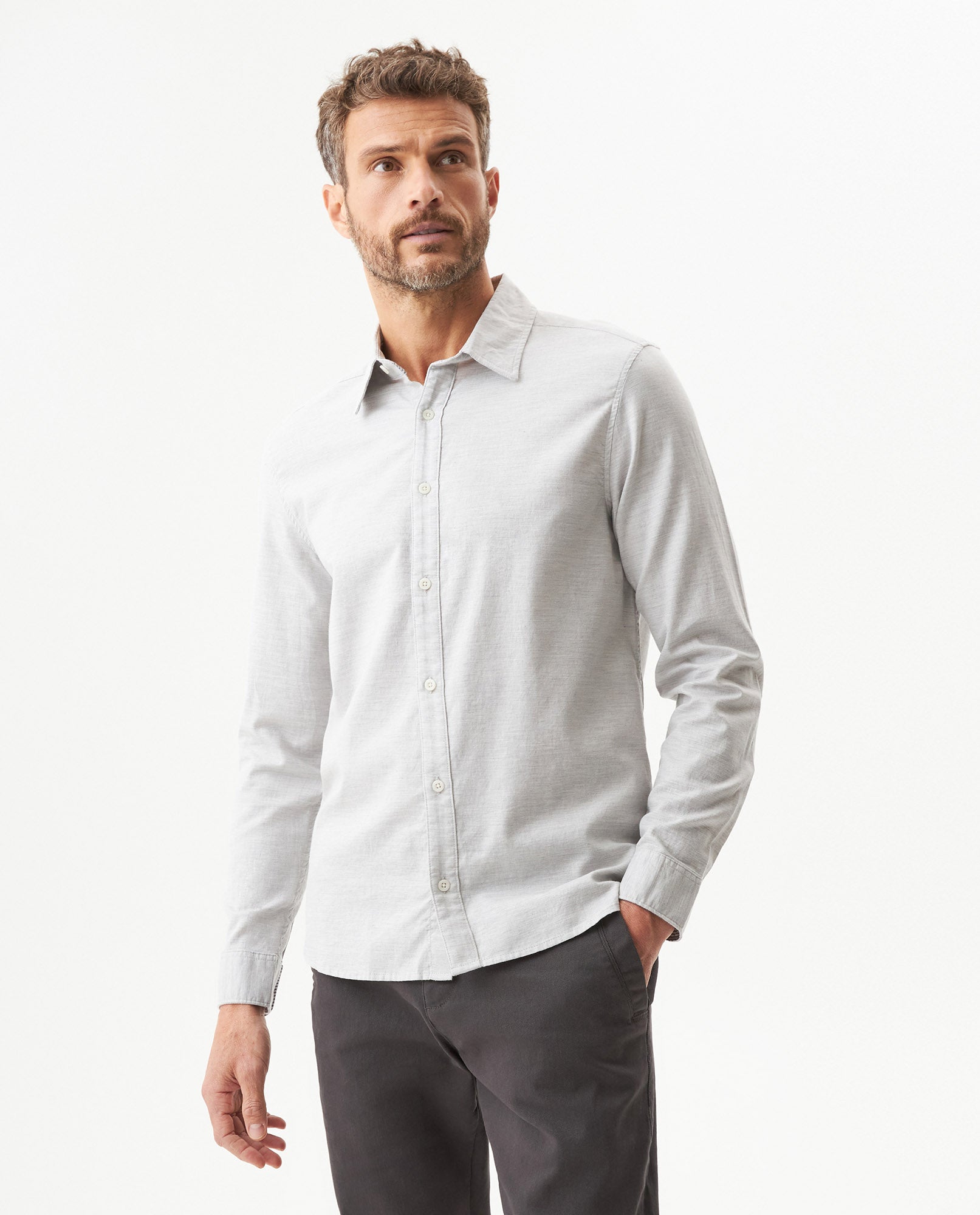 Men's Long Sleeve Shirt - Gray 619G011 - 1