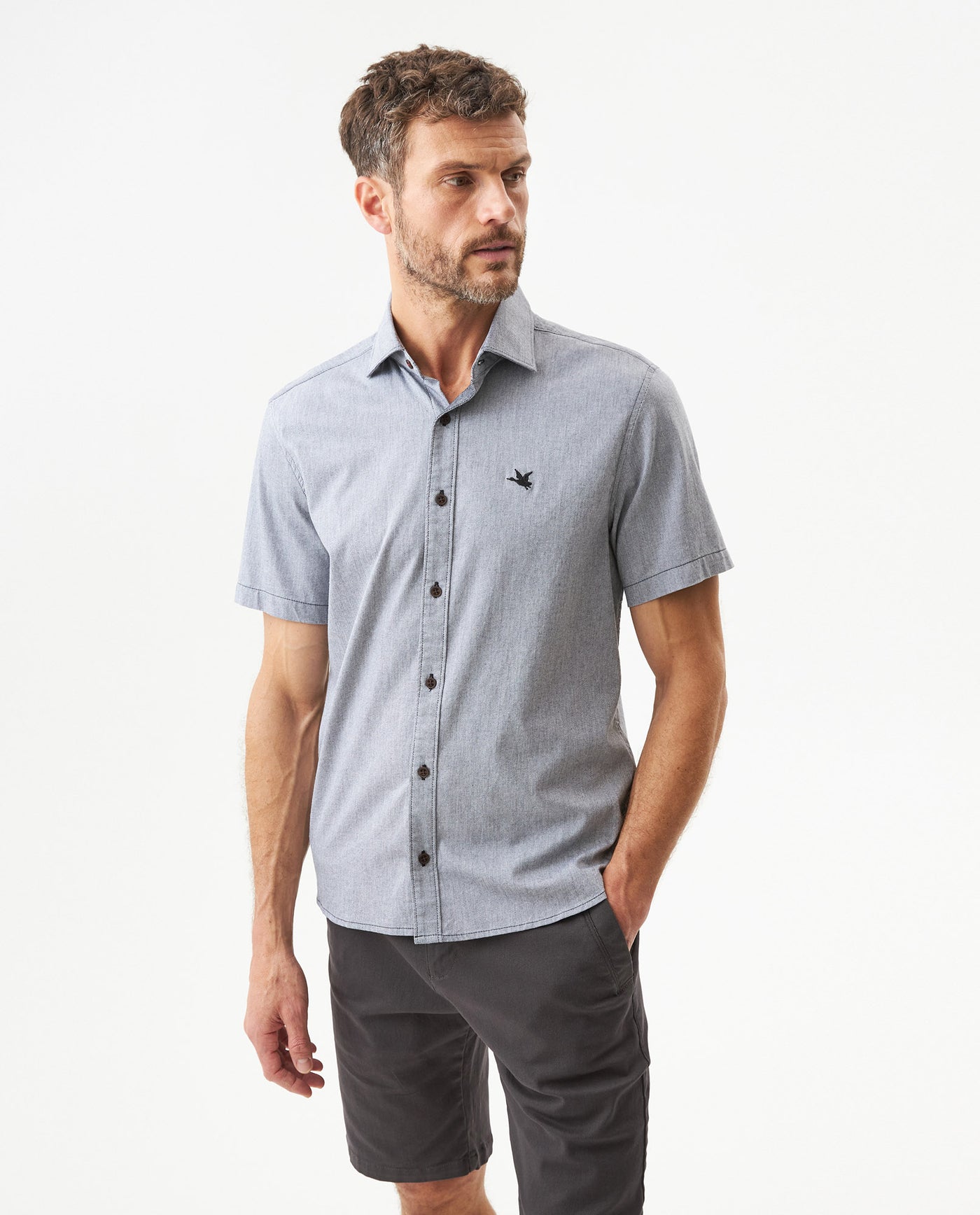 Men's Short Sleeve Shirt - Black 619G013 - 1