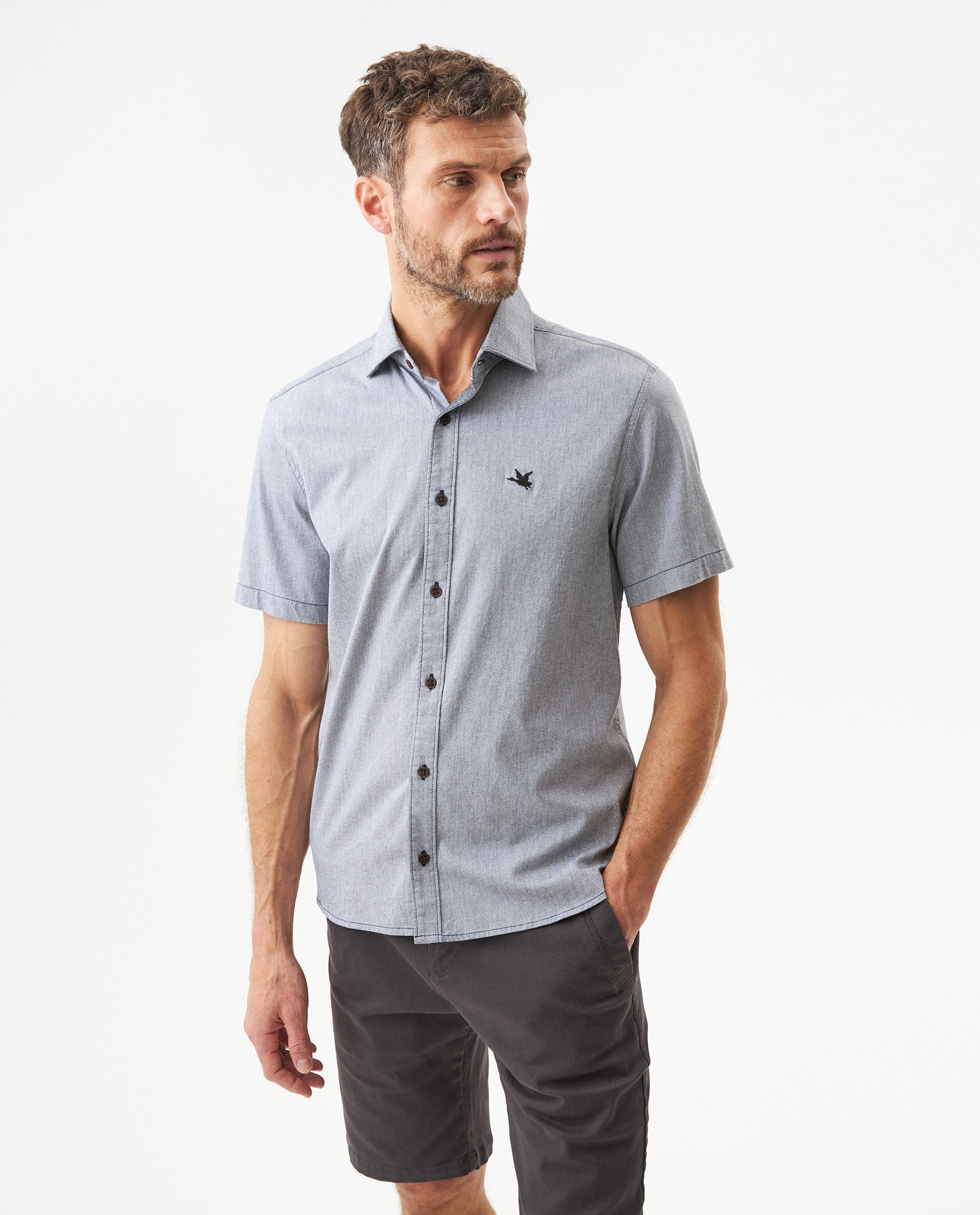 Men's Short Sleeve Shirt - Black 619G013 - 1