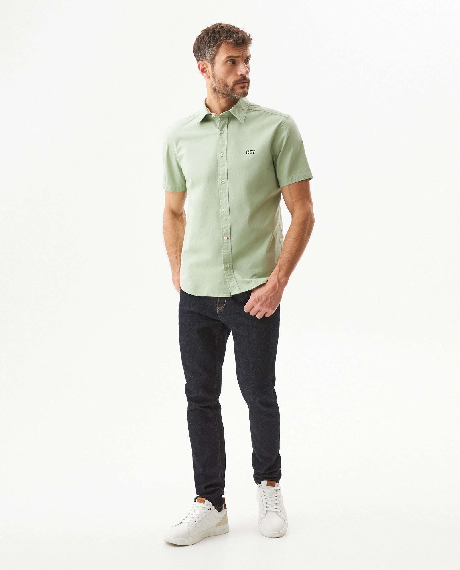 Men's Short Sleeve Shirt - Green 619G014 - 3