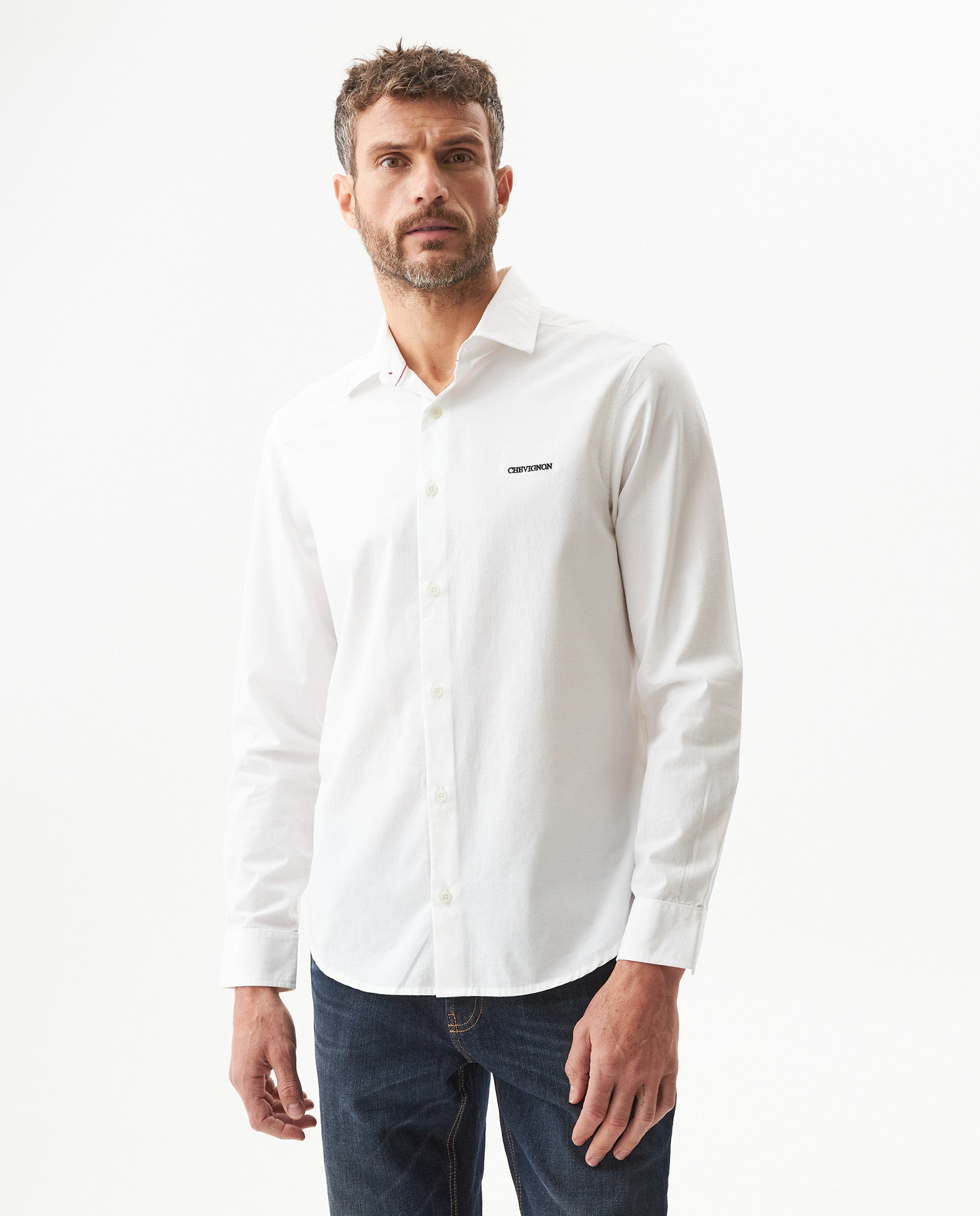 Men’s Long Sleeve Slim Fit Shirt Performance Fabric in Cotton, Grandeur 619G015 - 1